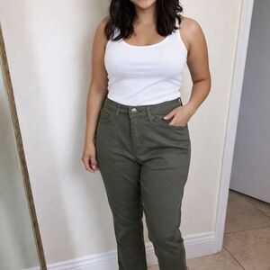 Lee High-Rise Olive Green Straight Jeans